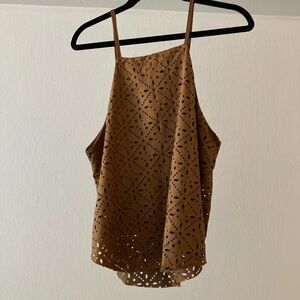 Brown Rue 21 tank top with cutout details. Polyester. Size large.